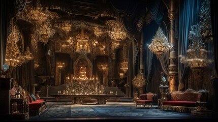 Fototapeta na wymiar Theater Stage Adorned with Unrivaled Opulence