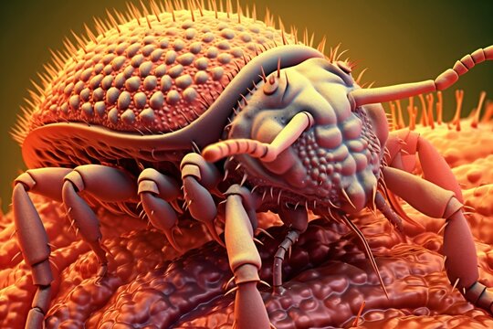 microscopic view of a bed bug, generative ai