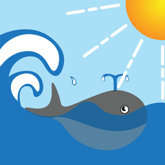 whale and ocean under the sun