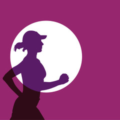 Vector illustration for female runner athlete, Sporty poster.