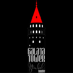 Istanbul city skyline, galata tower, vector illustrations for poster.