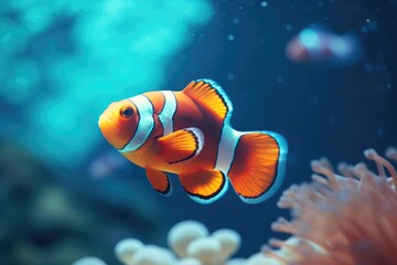 Fototapeta na wymiar clown fish swimming in the sea