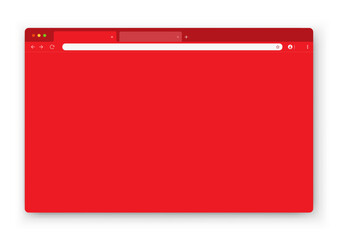 The design of the web browser window in red on a white background. An empty layout of the website's computer screen with a search bar and buttons. Vector EPS 10.