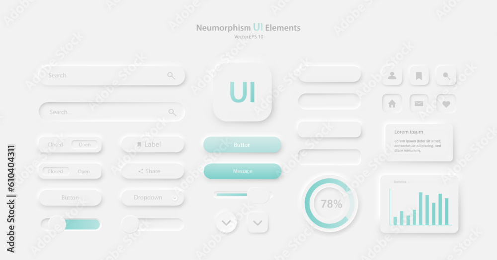 Poster a collection of icons for user interface development in white and green. a set of user interface ele