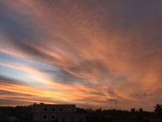 sunset over the city