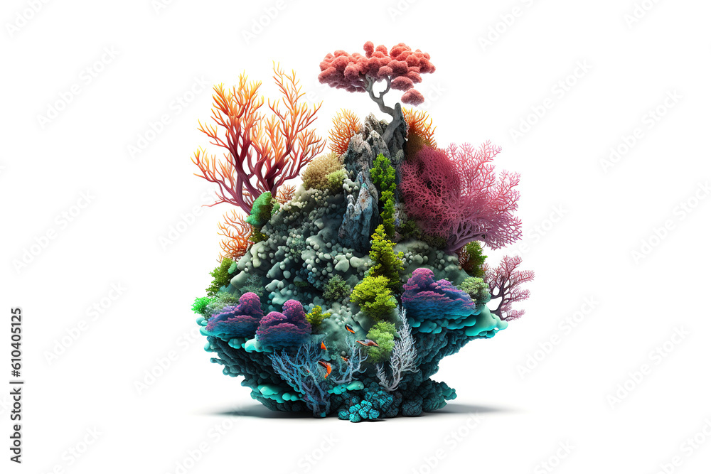 Poster reef is isolated on a white background. generated by ai