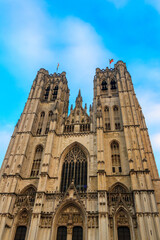 Fototapeta na wymiar St. Michael and St. Gudula Cathedral in Brussels, Belgium