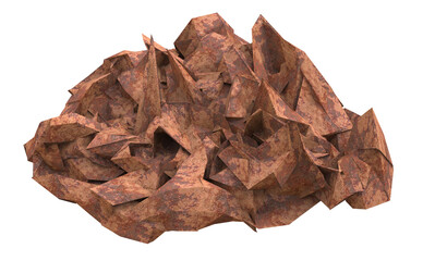 Crumpled Rusty Squashed Iron Metal Sheet 3D Rendering