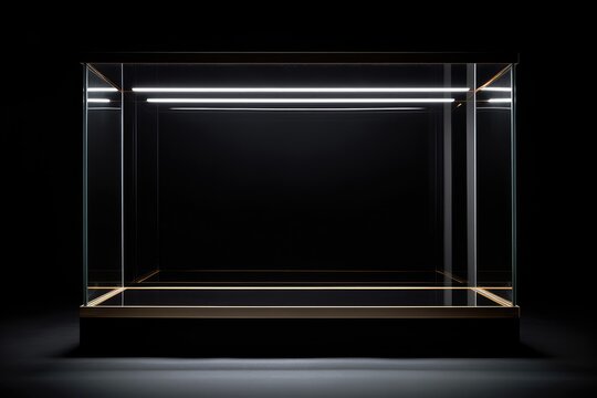 empty glass exhibition box