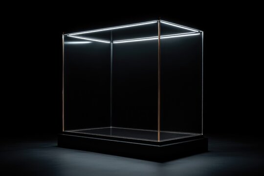 Empty glass exhibition box