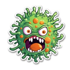 Playful cartoon germ illustration standing out on a white background