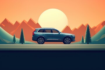 Obraz na płótnie Canvas a Jeep on a road illustration