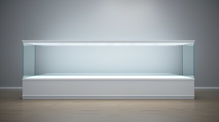 long Empty glass box for display for showcasing products