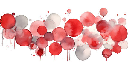 Fototapeta na wymiar arrangement of cherry red and silver abstract watercolor swashes isolated on a transparent background