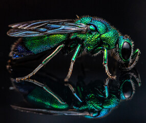 Turquoise Cuckoo Wasp From Windowsill. Morehead, Kentucky, USA