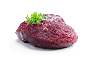 Red beef meat isolated on white background