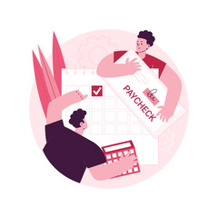 Paycheck abstract concept vector illustration. Paycheck cash, payroll check, revenue payment, paper document, electronic direct deposit, employee bank account, salary statement abstract metaphor.