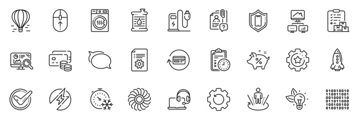 Fototapeta na wymiar Icons pack as Consult, Augmented reality and Fan engine line icons for app include Charging station, Smartphone protection, Eco energy outline thin icon web set. Delivery report. Vector