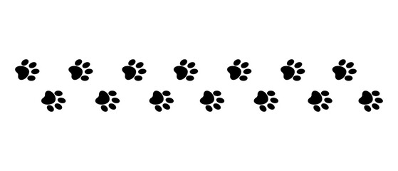 Black animal dog footprints. paw track - obrazy, fototapety, plakaty