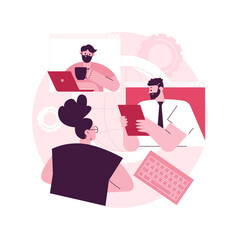 Online conference abstract concept vector illustration. Online business conference, meeting and negotiations, partners agreement, internet event platform, digital meetup abstract metaphor.