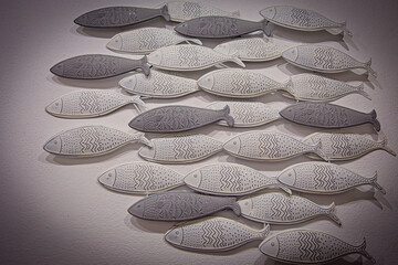 Fishes pattern decoration on the wall
