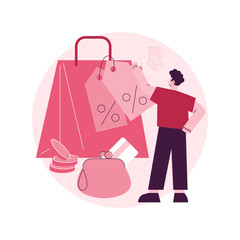 Retail markdown abstract concept vector illustration. Promotional discount program, lowest price guarantee, cash flow for your business, in-store sale event, bad buying decision abstract metaphor.