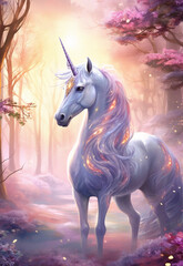Plakat Magical cute unicorn Ai generative
