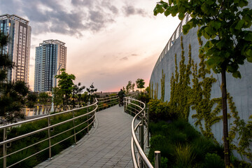 Park path for people with wheelchairs and disabilities