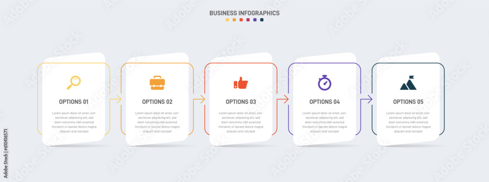 Wall mural timeline infographic with infochart. modern presentation template with 5 spets for business process.