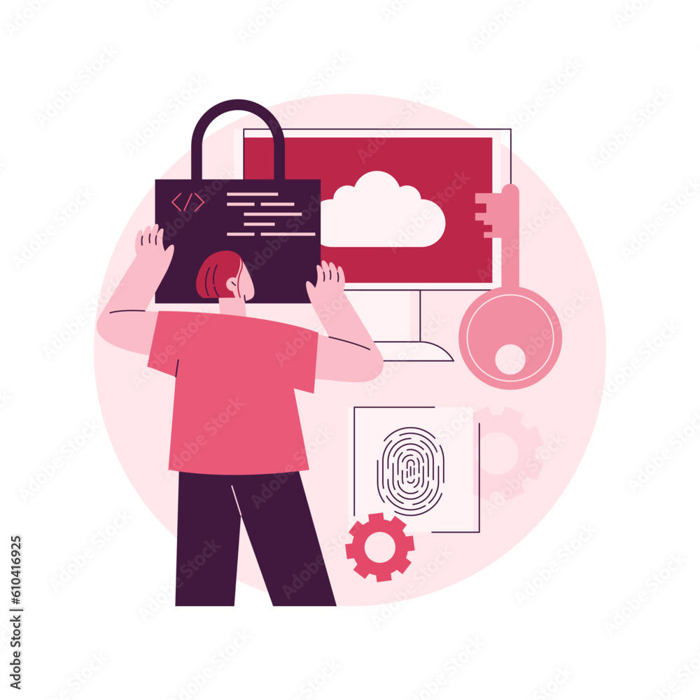 Poster data protection abstract concept vector illustration. database security software, data protection so