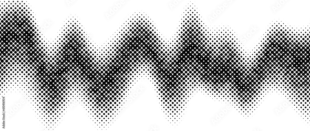 Poster halftone wave gradient texture. faded noise grain wallpaper. black and white grunge grit surface. pi