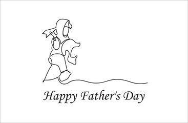 Happy Father's day continuous line drawing vector illustration 