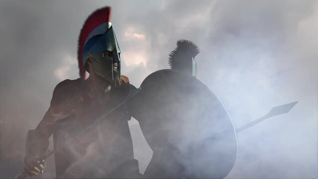 ancient greek spartan warrior render 3d 