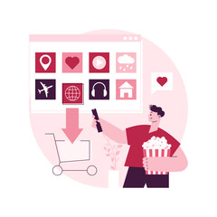 SmartTV applications abstract concept vector illustration. Application download, Smart TV marketplace, television app development, entertainment software, home cinema content abstract metaphor.