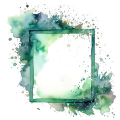 Fototapeta na wymiar Green watercolor frame. Illustration AI Generative.