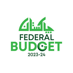 Translate: Pakistan urdu calligraphic: Federal Budget Abstract green Background, Economic background with stock market data, connected lines, Pakistan Federal Budget, vector illustration