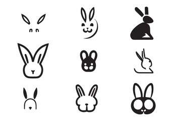 minimal style black rabbit LOGO design illustration