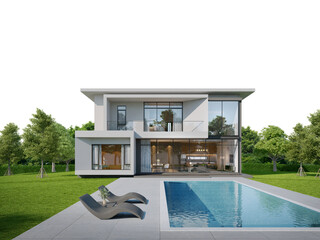 Modern house with swimming pool and deck