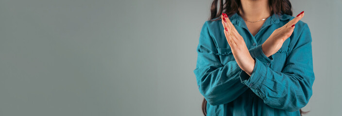 Woman showing stop