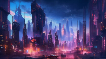 Obraz na płótnie Canvas view of the city at night