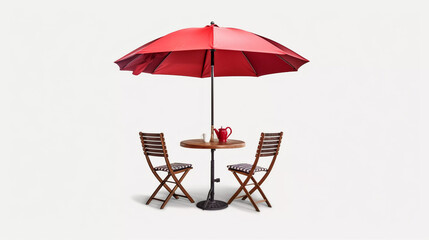 table with chairs and umbrella 
