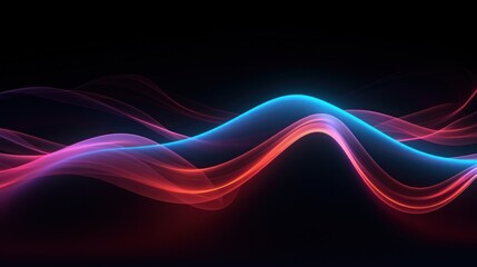 3d light wave with lights, in the style of dark sky-blue and crimson, speed and motion Illustration AI Generative.