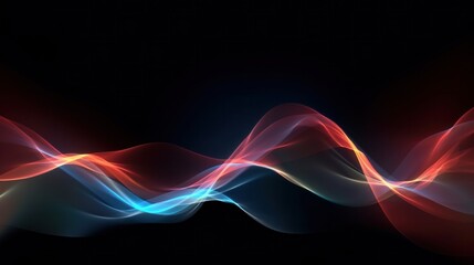 3d light wave with lights, in the style of dark sky-blue and crimson, speed and motion Illustration AI Generative.