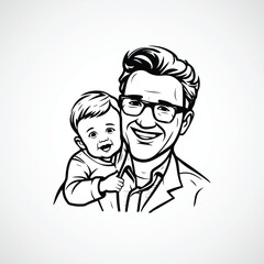 Obraz na płótnie Canvas Happy father's day background with dad and son vector illustration