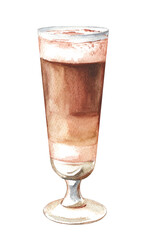 Coffee drink latte watercolor. Cofee beverage hand drawn clipart element. Illustration isolated on white background for menu and cafe design