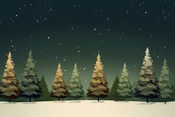 Christmas trs as panorama wallpaper illustration , generative artificial intelligence
