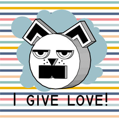 Vector image of a stylized dog. The dog is made of geometric shapes in isometry.