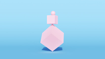 Pink Balance Harmony Cube Sphere Equal Opportunity Weight Distribution White Blue Background 3d illustration render digital rendering