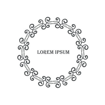 Monochrome round frame geometric pattern, Lorem Ipsum stock vector illustration for web, for print, for price tag