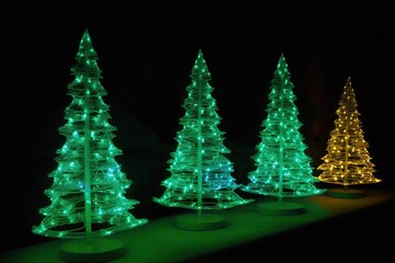 Glowing Christmas trees, generative artificial intelligence
